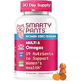 SmartyPants Zero Sugar Women’s Multivitamin Gummies: Biotin, Methylfolate, Omega 3 (ALA), Vitamin D3, C, Vitamin B12, B6, A, K, Zinc, Inositol, Gluten Free, No Sugar Alcohols, 90 Count (30 Day Supply)