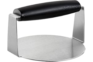 BS-VOG Burger Press, 6 Inch Round Burger Smasher for Griddle with Anti-Scald Handle, Non-Stick Stainless Steel Hamburger Press, Grill Press for Flat Top Grill Cooking, Christmas Gift Package for Men