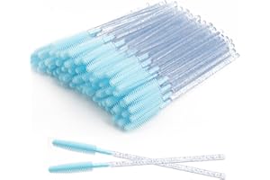 MyAoKuE-UP 100pcs Silicone Mascara Wands Disposable Eyelash Brushes Wand for Extension Makeup Brush Tool Bulk (Silicone Cryst