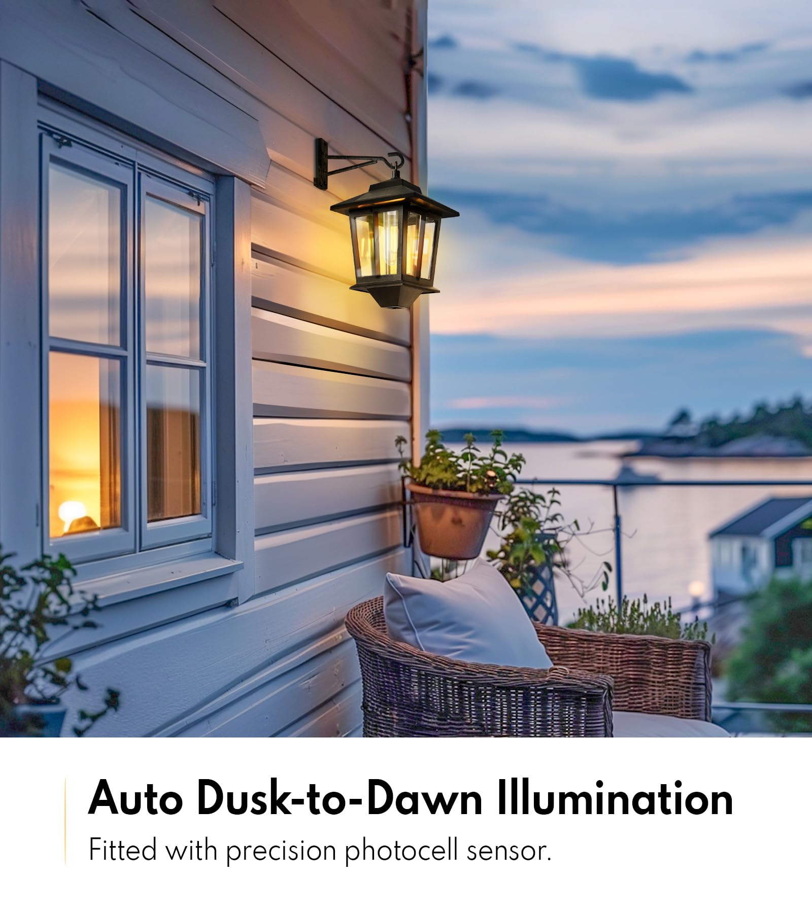 2 Pack Hanging Solar Lantern, Aluminum Outdoor Hanging Solar Lights with 4 Solar Panels, Dusk to Dawn Led Outdoor Solar Lanterns, Anti-Rust Waterproof Solar Wall Lanterns with Hooks, 3000K Warm White