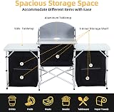 Warmiehomy Folding Camping Storage Cupboard with Aluminium Frame 3+1 Black view 3