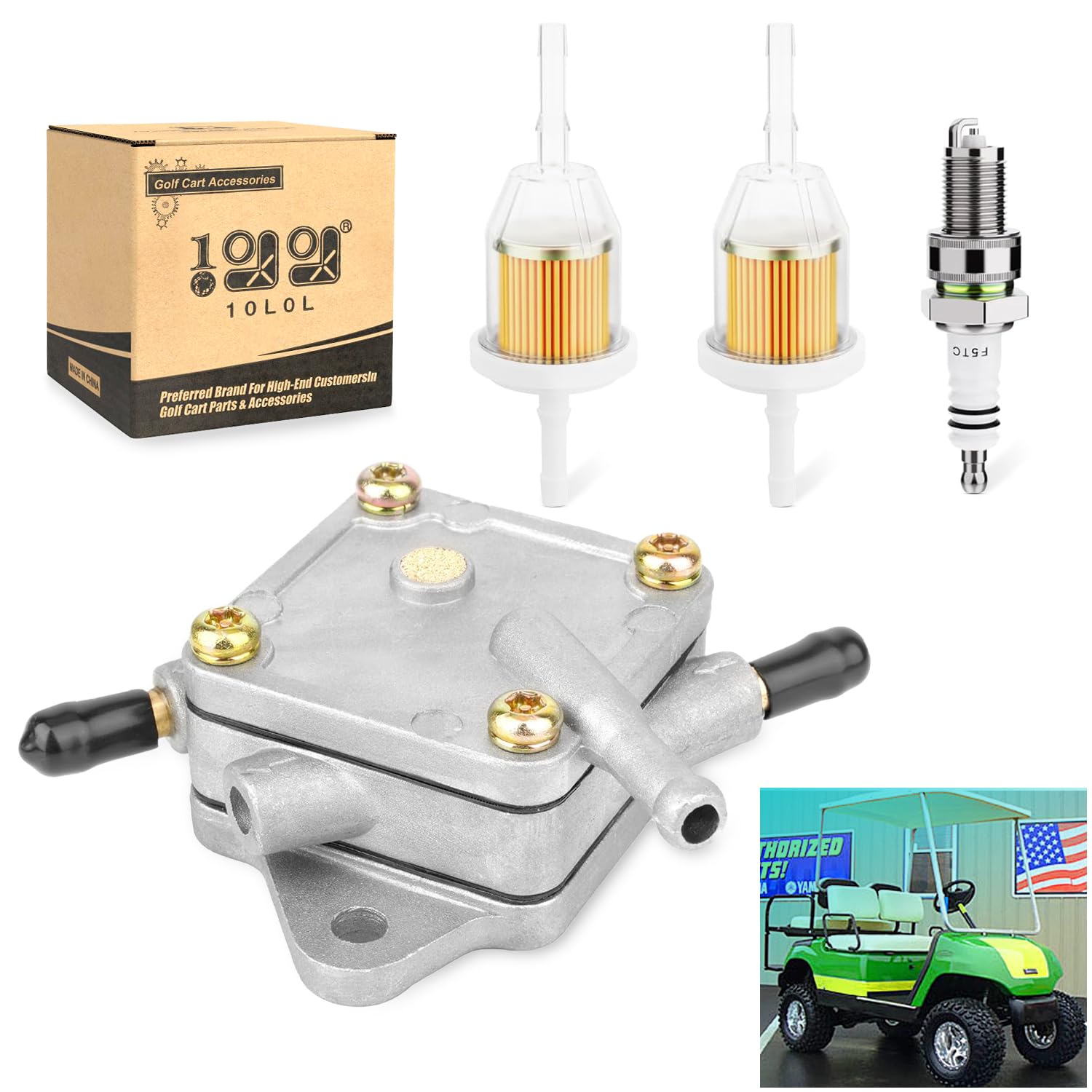 Photo 1 of 10L0L Golf Cart Fuel Pump Kit for Yamaha G16 G20 G22 4-Cycle Golf Cart 1996-2007, with Fuel Filter and Spark Plug, Replace OEM JN6-F4410-00-00, S FP-003 5910