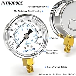 MEANLIN MEASURE 0~200Psi Dry Pressure Gauge