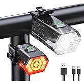 WOCBUY Bike Lights, 3+6 Modes Bike Lights Front and Back with Side Warning Light, Rechargeable & IP65 Waterproof Bicycle Ligh