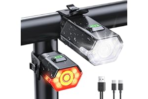 WOCBUY Bike Lights, 3+6 Modes Bike Lights Front and Back with Side Warning Light, Rechargeable & IP65 Waterproof Bicycle Ligh