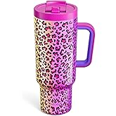 Meoky 40 oz Tumbler with Handle and Flip Straw, 100% Leakproof Tumbler with Lid and Straw, Stainless Steel Insulated Cup, Cupholder Friendly, Keeps Cold for 34 Hours (Celebration)