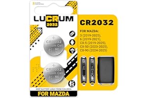 Lucrum Key Fob Battery Replacement for Mazda (2019-2025) 3 6 CX-5 CX-50 CX-70 CX-9 CX-90 CX-30 2PCs CR 2032 Batteries for Car Remote Key