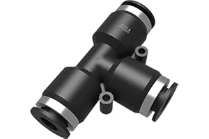 Utah Pneumatic 1/4" Push To Connect Tee Fittings (10-pack) | Air Line & Pneumatic Quick Connect Coupler | Ptc T-style Tube Connector For 1/4 Inch Od Tubing
