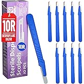 MyMed Disposable 10r Blades Dermaplaning Scalpels - Pack of 10 Dermaplane Blades Scalpel 10r, Size 10r Scalpel Blades, High Carbon Steel Dermaplane Razor 10r Disposable Scalpels, Sterile