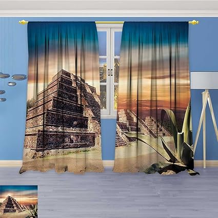 Amazon Com Art Curtains Collection Aztec Pyramid Sunwith Dramatic