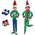 Scout Elf On The Shelf Clothes & Accessories Bundle - 1x Claus Couture Collection Snowflake Snuggle PJS & 1x MagiFreeze Cool Kicks Sneaker Trio - Elf On The Shelf Pajamas & Shoes - Boy Elf Outfit