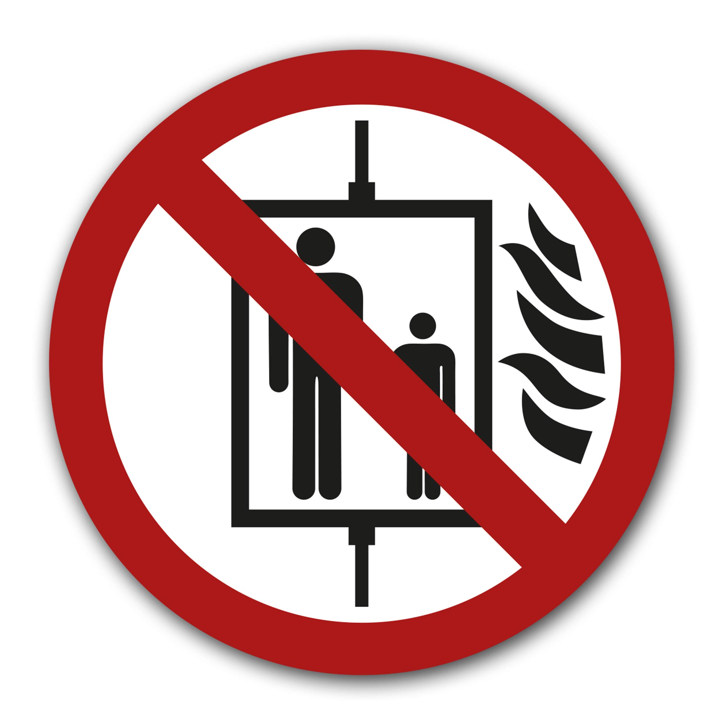 10 Pack Do Not Use Lift in Case of Fire Sticker Ø 9.5 cm Command Sign with UV Protection for Outdoor and Indoor Use by STROBO