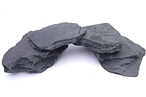 SMALL WORLD SLATE & STONE Natural Slate Stone 5 to 7 Inches - USA Sourced and Packaged. for Aquascaping Aquariums, Terrariums, Paludariums, Reptile Enclosures, Ponds and Gardens (5lbs)