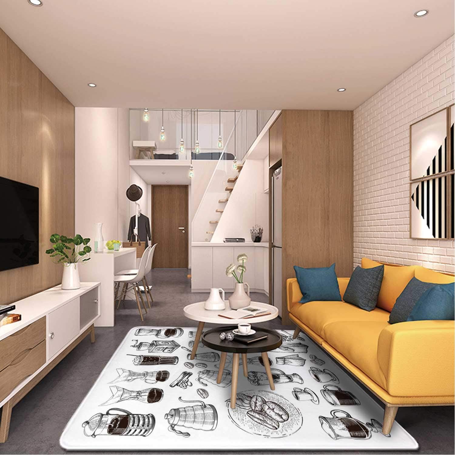 Different Alternative Brewing for Coffee Set Collection Syphon chemex cezve Pour,Bath Rugs Rugs for Bedroom Throw Rugs 6 x 9.2 ft