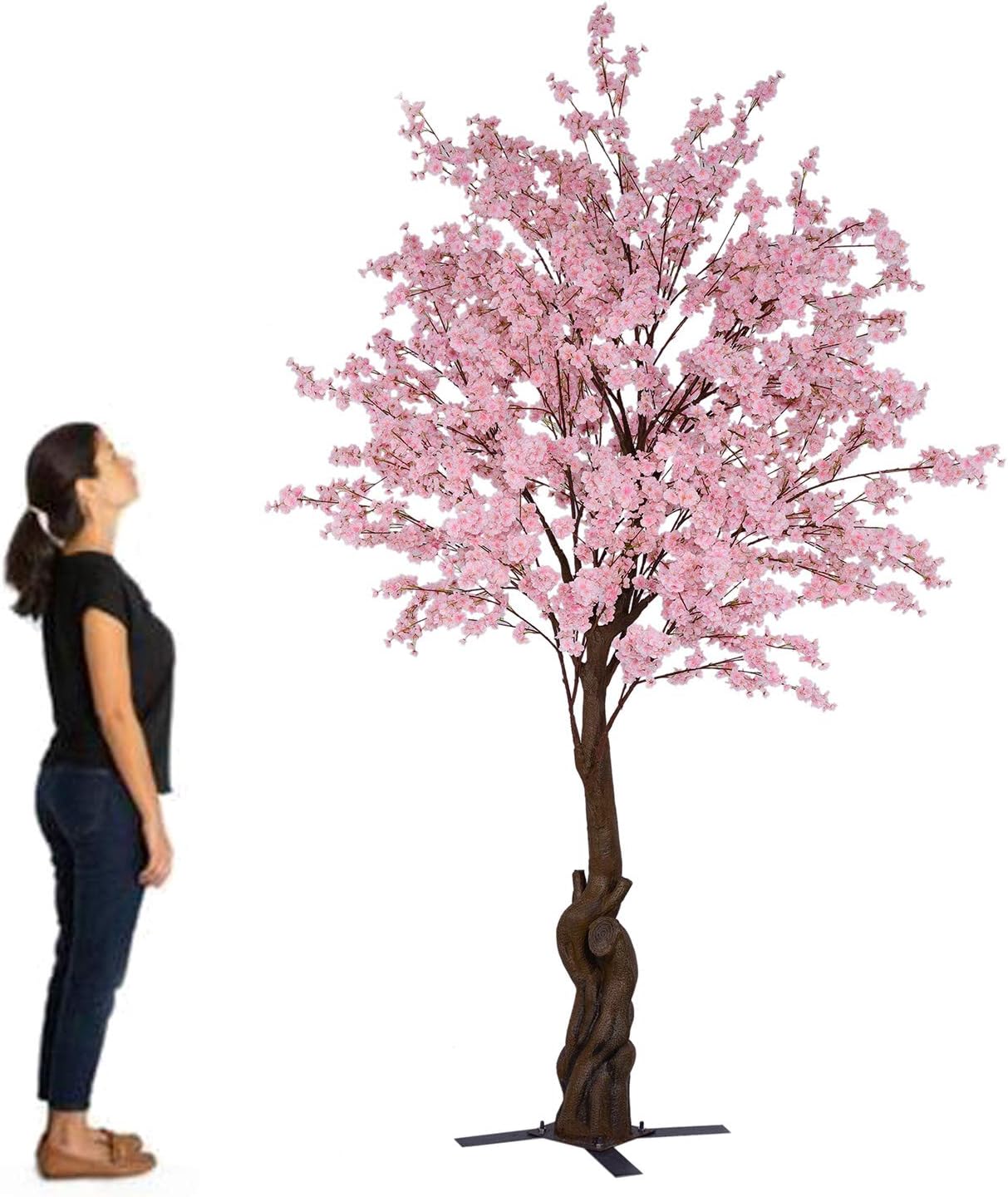 Large Artificial Cherry Blossom Tree for Weddings Floral Decoration Wedding Tree with Interchangeable Branches Steel Base Plate, 10ft Tall, Blush/Light Pink