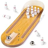 3 otters Mini Bowling Set, Wooden Tabletop Bowling Game Desk Toys Desktop Bowling Home Bowling Alleys, Desk Gifts for Coworke