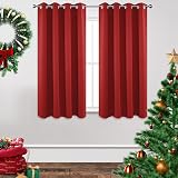 Joydeco Blackout Curtains 63 Inch 2 Panels Red Thermal Insulated Grommet