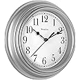 Westclox Quartz Movement Round Wall Clock, Contemporary Analog Design, Battery-Powered for Indoor Use (Silver, 9 Inch)