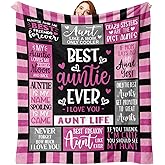 Zzkol Best Aunt Ever Gifts from Niece Nephew Flannel Throw Blanket, Favorite Auntie Birthday Ideas, Valentines Mothers Day Present for Women, Soft Blankets for Bedding Sofa 50" x 60"