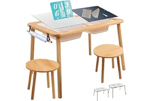 Woodyz - Evolving Sensory Table For Toddlers with Chairs & Foldable Bins - Indoor Kids Arts And Crafts Table - Play a Montessori Activity with Sand - Book/Tablet Holder- (Paper & Accessories included)