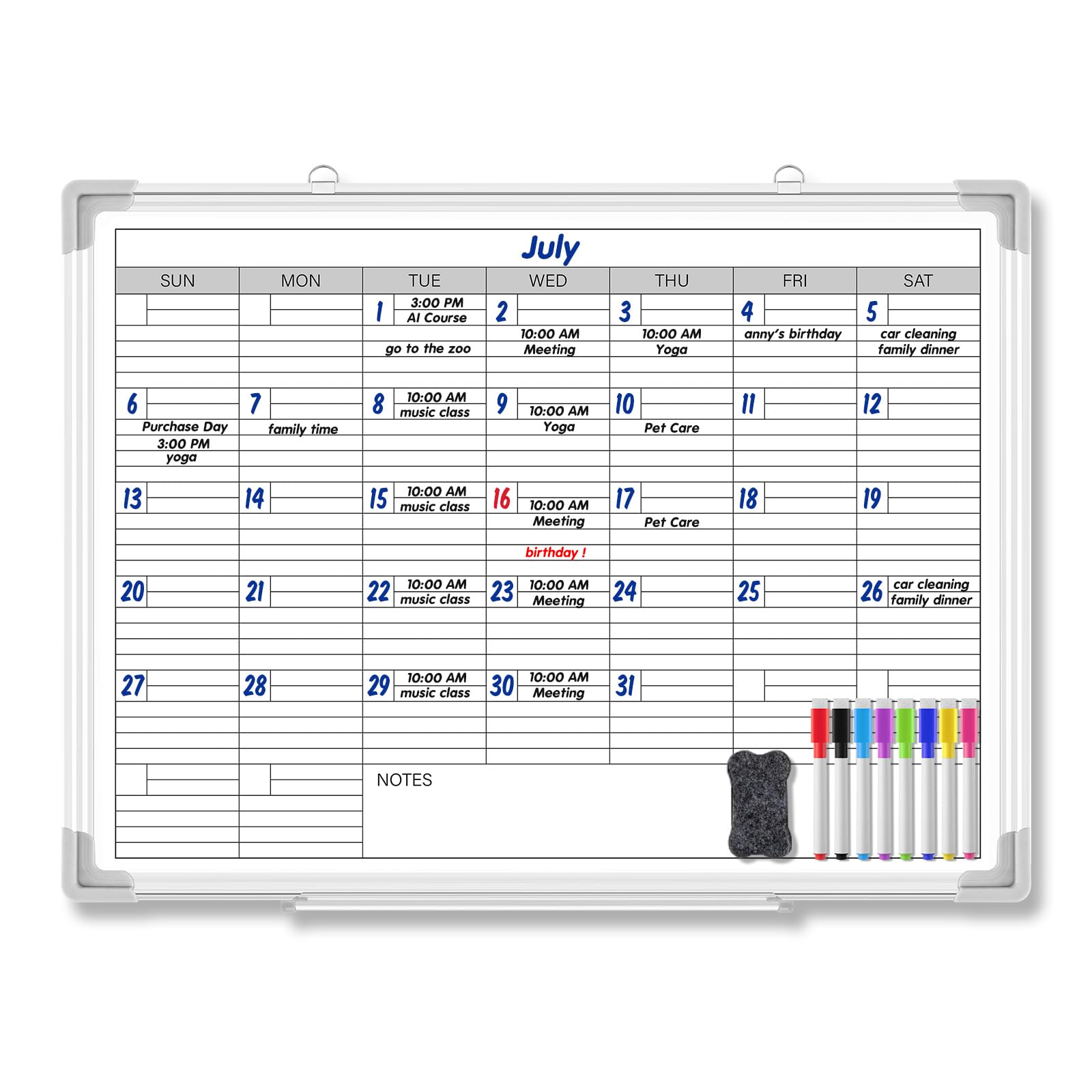 Photo 1 of Lincia 24 x 18 Magnetic Monthly Calendar with Lines Dry Erase Board for Wall Undated Horizontal Dry Erase Wall Calendar Planner Aluminum Frame Whiteboard for Home Office Projects Fridge