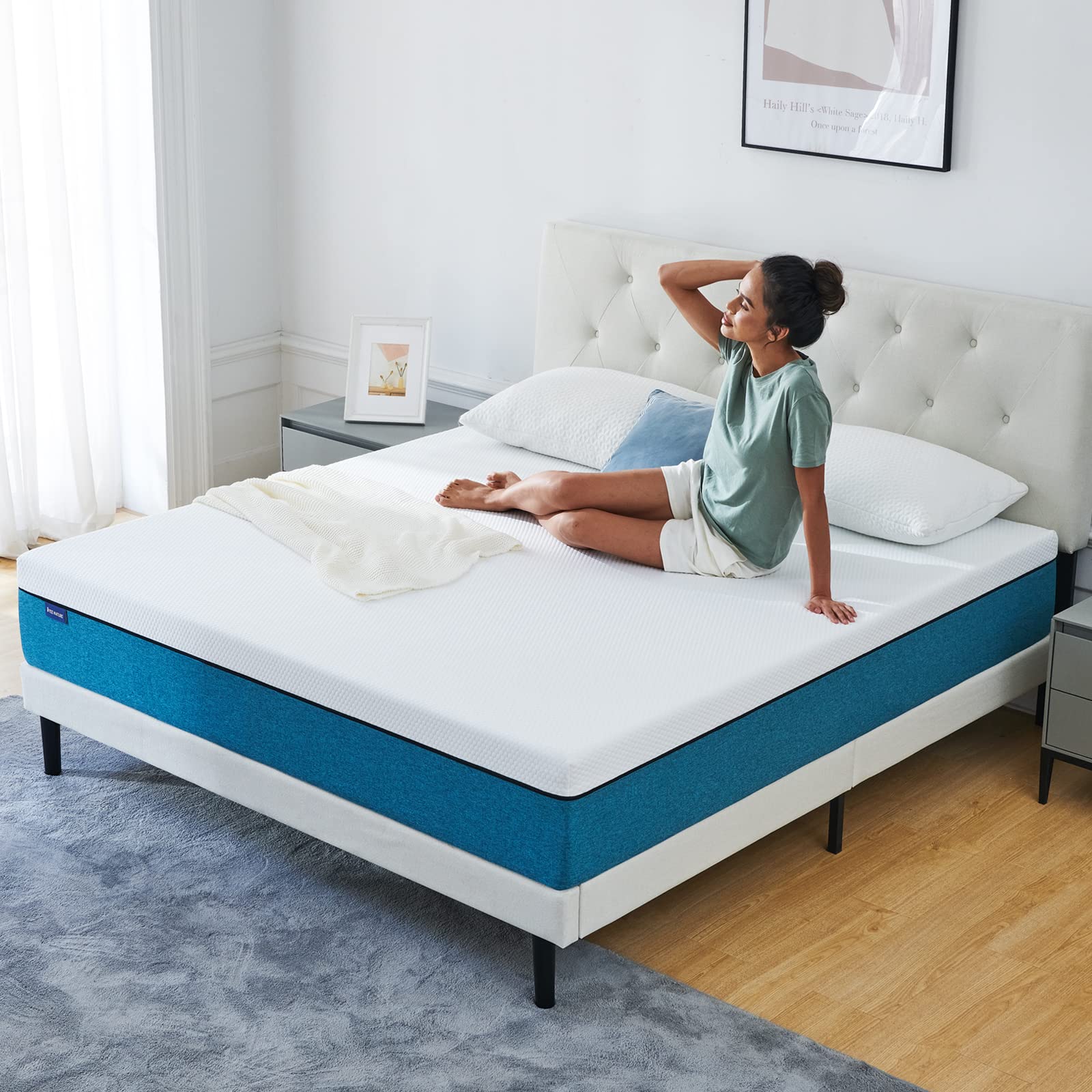 IYEE NATURE Queen Mattress, 8 inch Gel Memory Foam Bed Mattress in a Box, Medium Firm, Size 60 * 80 * 8 inch