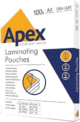 Fellowes Apex A4 Laminating Pouches Glossy 100 Sheets 75/80 Micron view 1