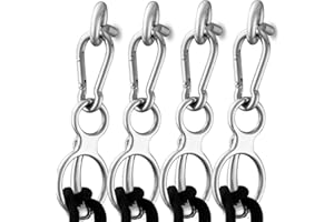 Hehoroo 4PCS Horse Tie Ring, Humane Way Magnetic Tie Ring, Stainless Steel Magnetic Ring for Tying and Retracting, Helps Horse Pull Back and Releases Stress(Silver)