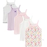 EVAJANG 5-Pack Girls&rsquo; Camisole Tank Tops 100% Cotton Shrink Resistant Secure Straps for Toddler Girls Ages 2&ndash;8