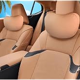 Erivis 2 Packs Ergonomic Nappa Leather Car Headrest Pillows for Lexus | for Lexus NX350/350h RX350/350h ES300h Accessories Cotton Core Removable Cover Height Adjustable Neck Pillow (Palomino Brown)