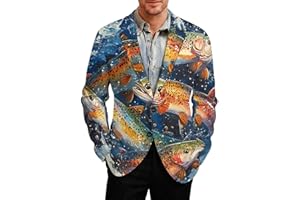 Trout Fish in Deep Sea Vortex Suits Blazer for Men Two Buttons Business Jacket Coat Wedding Dinner Party