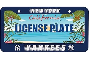 BOARLIDA Blue Yankees Design License Plate Frame Durable New York Baseball Team Decorative Stainless Steel Car License Plate Cover for Men Women Boys Girls Fans 12 X 6 Inch