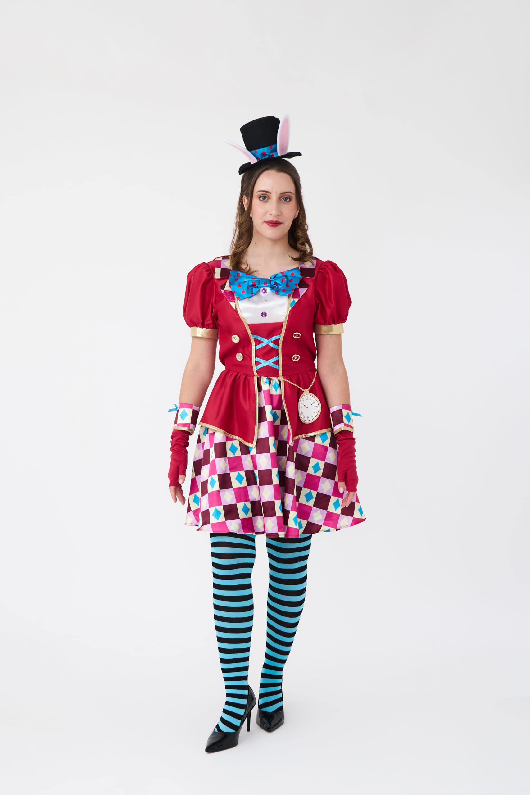 Blues Group Women's Tea Hatter Wonderland Costume, Adult Fancy Dress, Book Day, Carnival and Halloween Outfit (8-10)