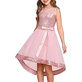 GRACE KARIN Girls Sequin Party Formal Dress Wedding Guest Sparkle Fancy Birthday Tulle High Low Prom Dresses 6-14 Years