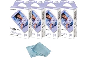 Fujifilm Mini Instant Film - Soft Lavender Instant Film + 40 Sheets Bundle + BluebirdSales Microfiber Cleaning Cloth Instant Mini Camera Perfect for Instant Photography
