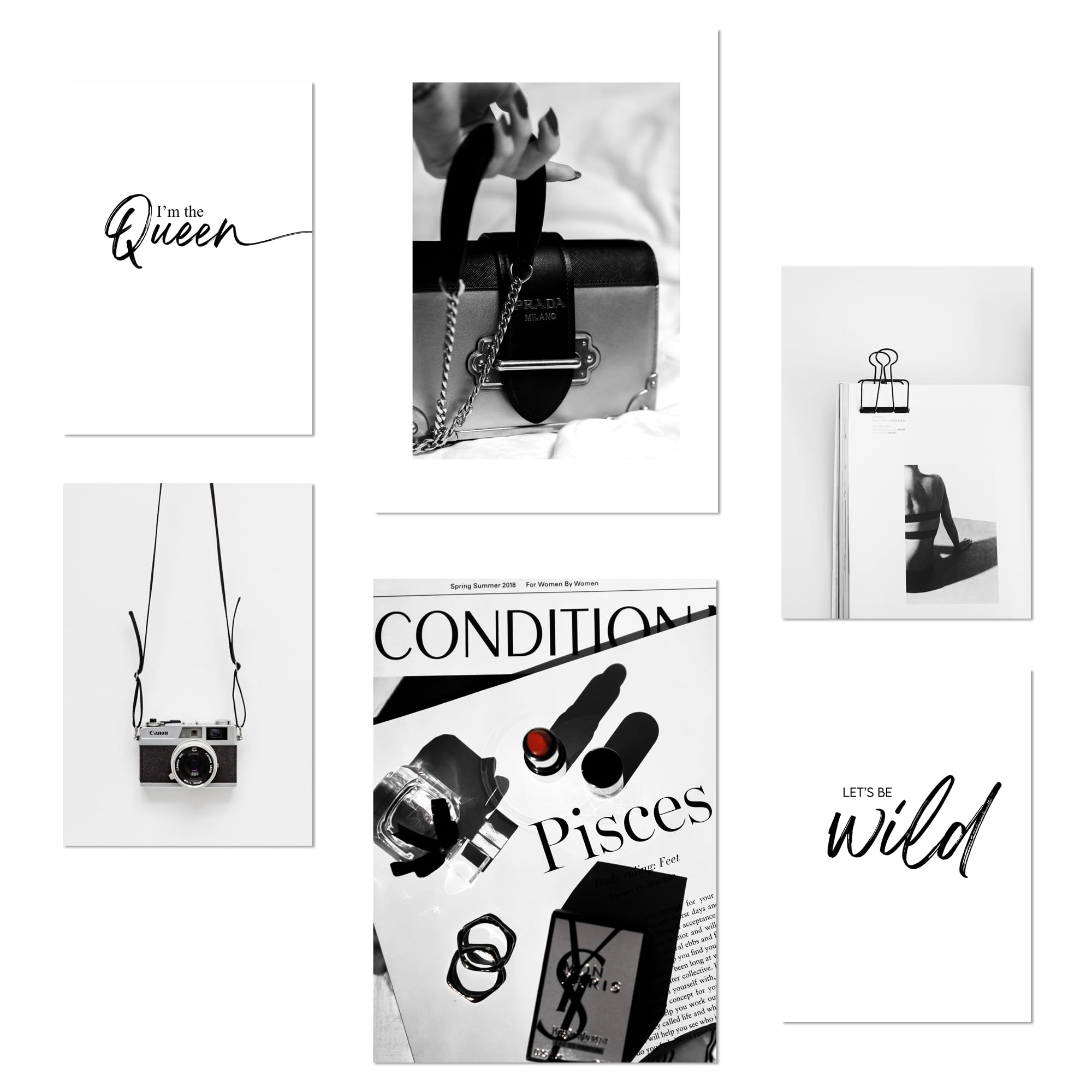 Nacnic Set of 6 Fashion Photo Clothing Brands Posters with design illustration to decorate the walls of home. Rooms, office, shop, business. A3 and A4 size. Frameless.