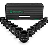 TIWINTUL 3/4 Inch Drive Impact Socket Set, 15 Piece, Metric, 17-55 mm | CR-MO, 6-Point, Heavy Duty, Storage Case, Easy-to-Read Size Markings, Rugged Construction for Large Vehicle, Truck, Trailer