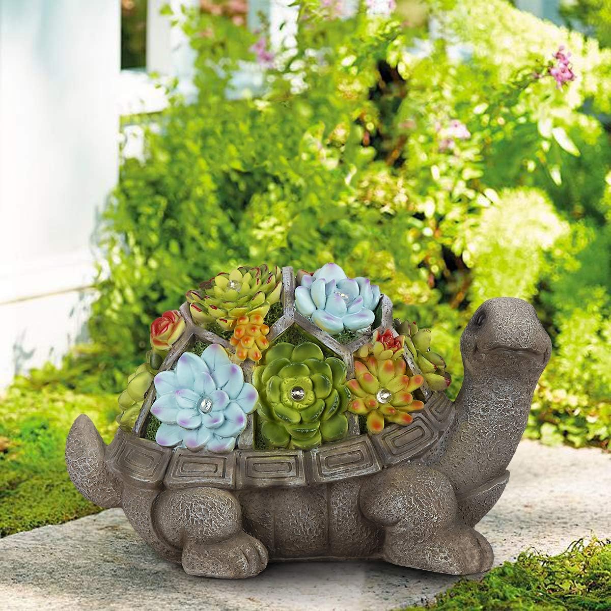 GIGALUMI Turtle Garden Figurines Outdoor Decor, Garden Art Outdoor for Fall Winter Garden Decor,Outdoor Solar Statue with 7 LEDs for Patio,Lawn,Yard Art Decoration, Housewarming Garden Gift: Home & Kitchen