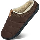 Yesmola House Slippers for Men Memory Foam Indoor Slippers With Fuzzy Lining Bedroom Slip on