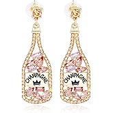 Champagne Earrings for Women Beaded Champagne Bottle Margarita Tequila Earrings Crystal Wine Glass Dangle Earring Holiday Party Celebration Outfit Accessories Jewelry Gifts