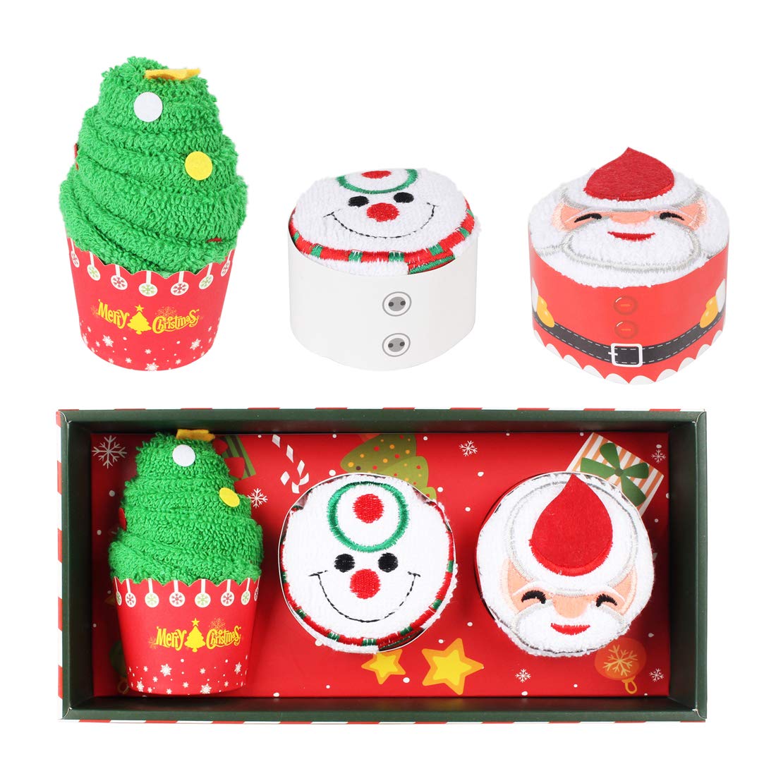 FeiWen Merry Christmas Tree Santa Claus Snowman towel Cotton towel Gift Set Christmas Handmade