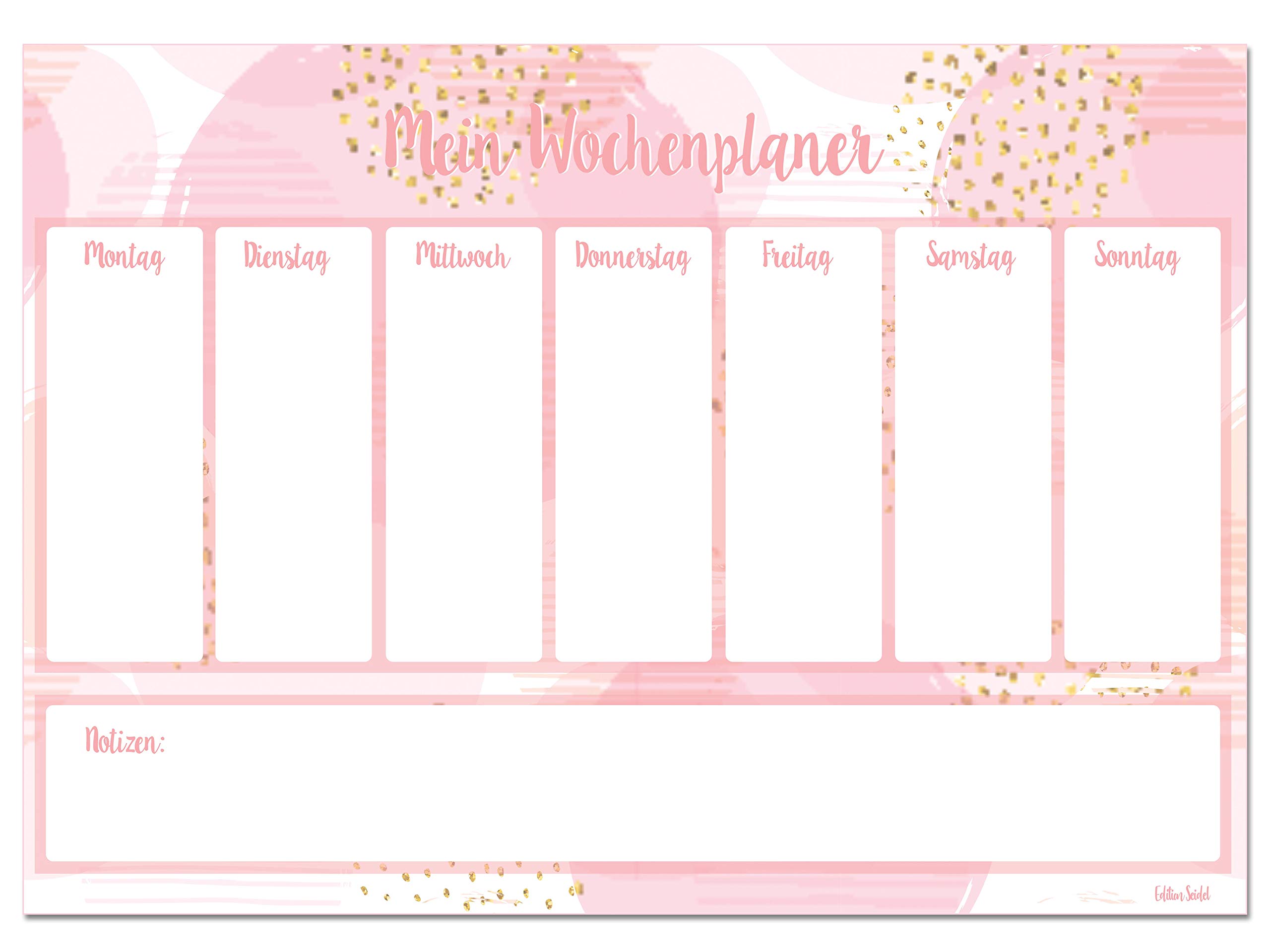 Edition Seidel Desk pad, weekly planner, paper to tear off, DIN A3 to do desk pad, 25 sheets, paper pad, tear-off pad, weekly planner, school items, desk table mat (rose gold)