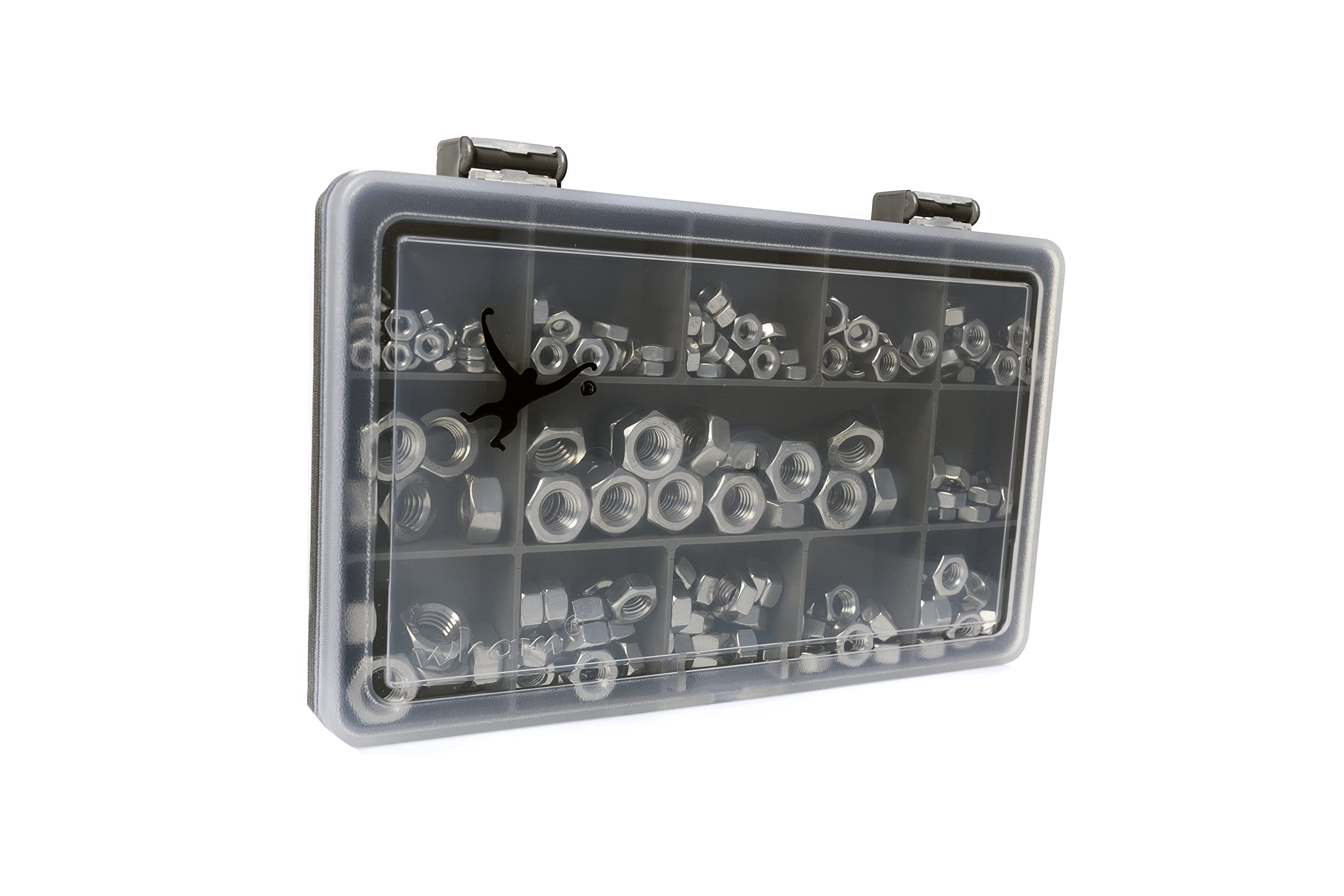 Set of 230 Assorted Full Hex Nuts - DIN934 - M3, M4, M5, M6 and M8 - A2-70 (304) Stainless Steel: Durable Re-cycled Compartment Box