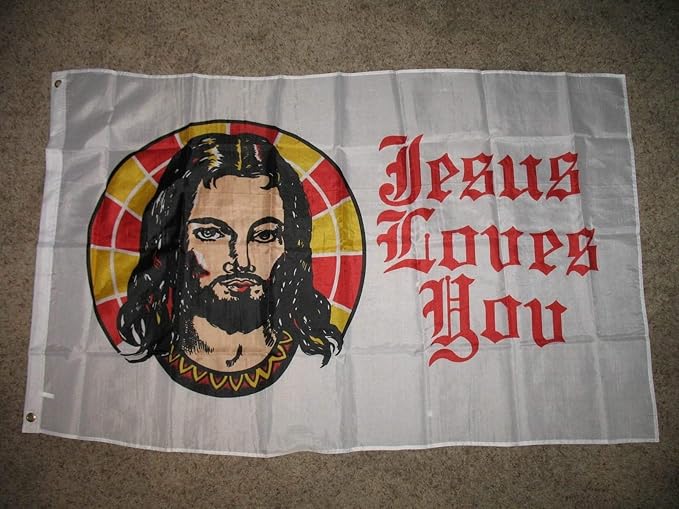 Zudrold Marcar Jesus Loves You Christian 3Ft X 5Ft 3X5 House Banner