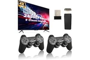 LURMGM Retro Game Console, Wireless Retro Game Console, Built-in 9 Emulators, 4K HDMI Output, Dual 2.4GHz, Built-in 24500 Games, Plug and Play Video Games, Black
