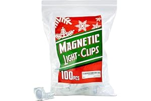 Signs Authority 100 Pack Extra Strong Magnetic Christmas Light Clips for Outside String Lights - Weather-Resistant Xmas Lights Hooks for Roof, Outdoor Magnet Clips for Gutter and Fence - Shatterproof
