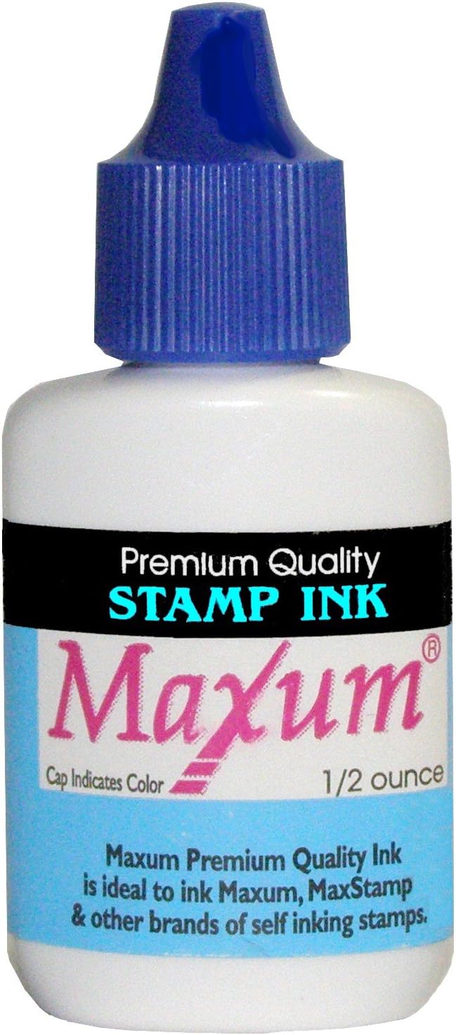 Maxum Premium Quality Stamp Ink, 1/2 Oz. Bottle (Blue)