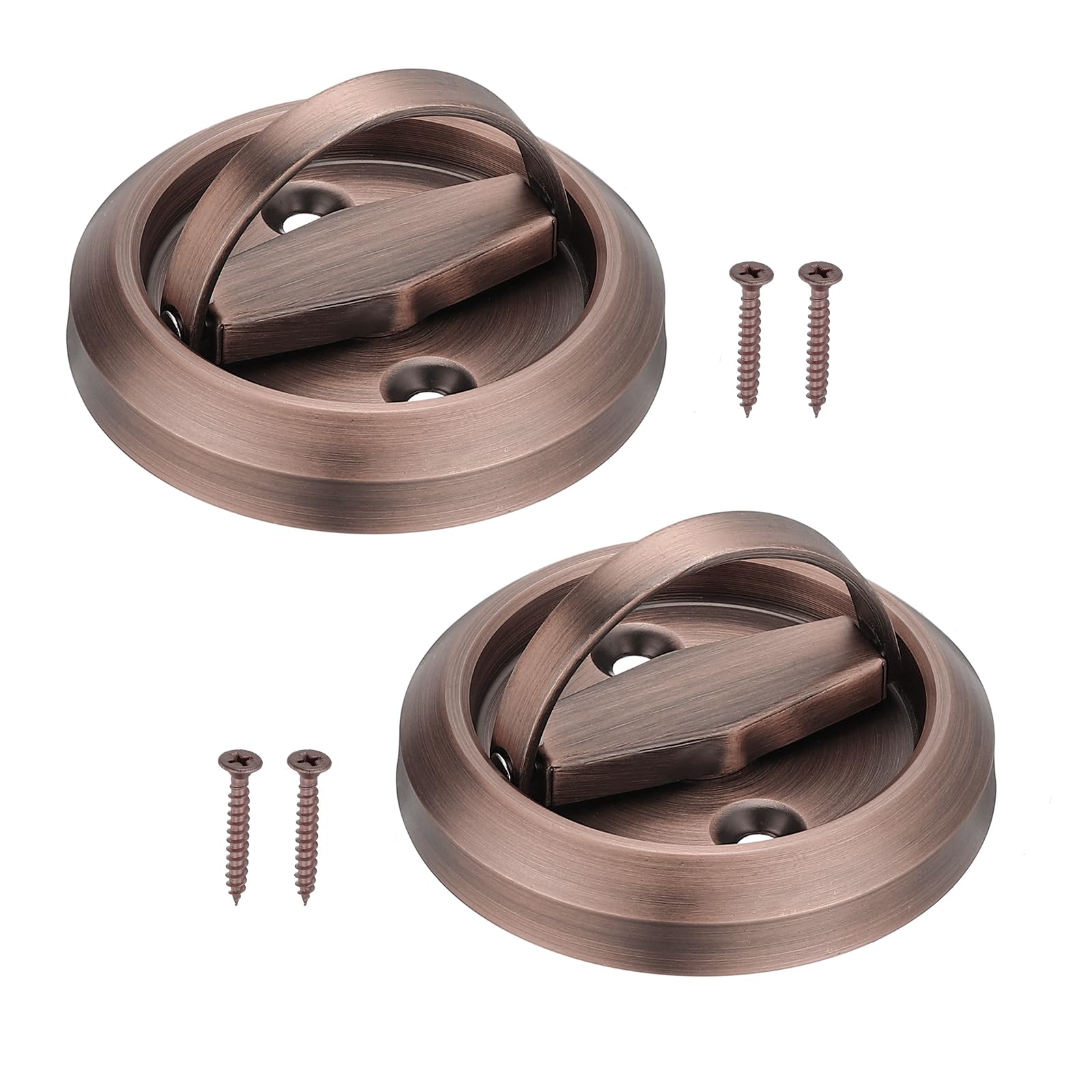 PATIKIL Recessed Door Handles, 2 Pcs Round Flush Pulls Stainless Steel Furniture Locks Hidden Embedded Fireproof Door Furniture Pull Dark Gold