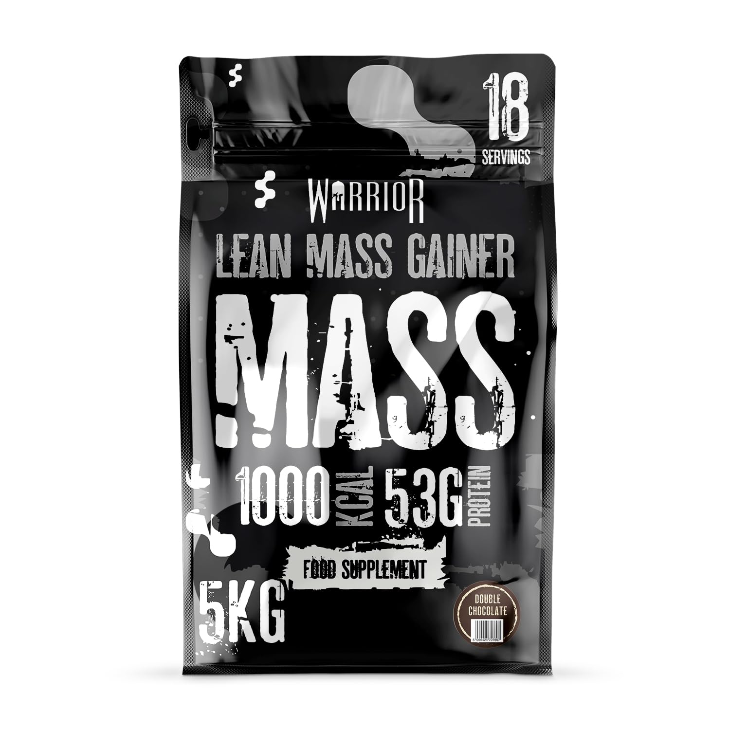Warrior Mass Gainer Protein Powder 5kg, 18 Servings – 1000 kcal High Calorie Weight Gainer with Whey & Casein – 61g Protein Shake Plus Glutamine – Muscle Growth Supplements – Double Chocolate