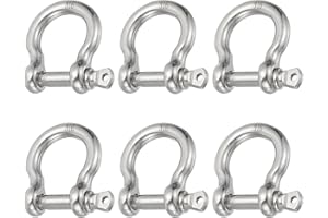 PATIKIL Screw Pin Shackle 3.9mm 1/8" 220lb, 6Pcs 316 Stainless Steel Forged Bow Shackle Marine Grade for Chains Wire Rope Out